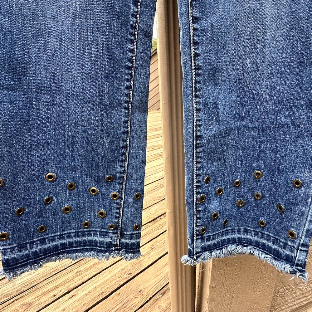 Style & Co High-Rise Cropped Denim with Brass Rivets and Raw Hem
